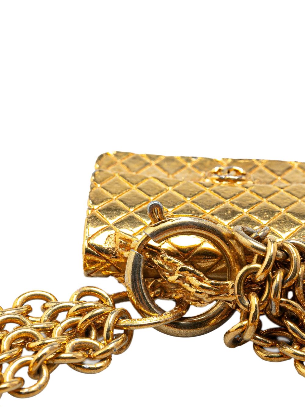 CHANEL Pre-Owned 1970-1980 Gold Plated Multi Chain Flap Bag Pendant costume necklace - Goud