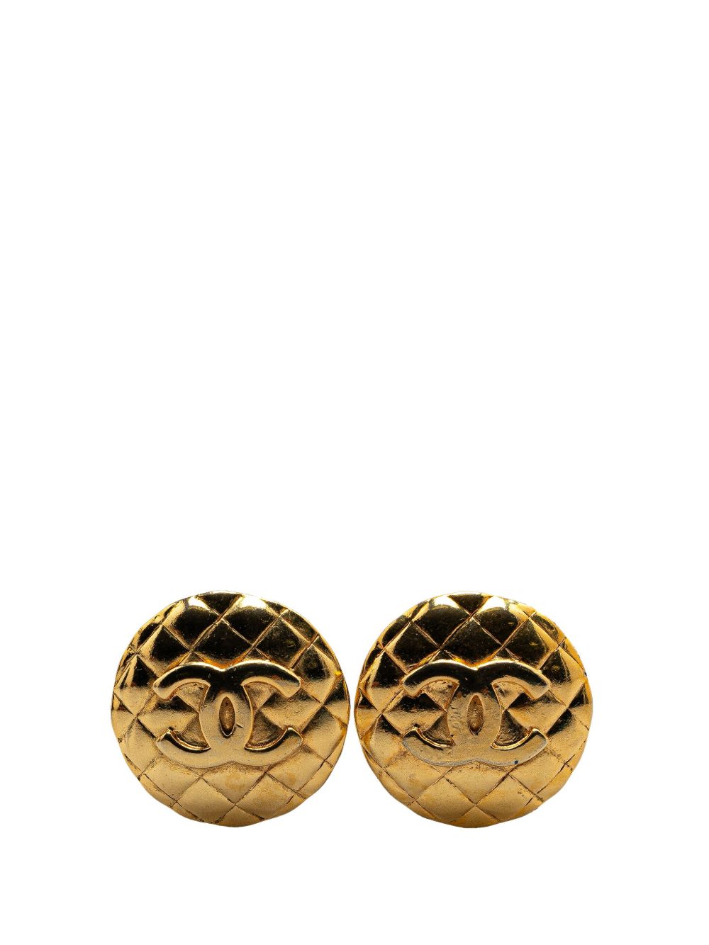 CHANEL Pre-Owned 1980-1990 Gold Plated CC Quilted Clip On costume earrings