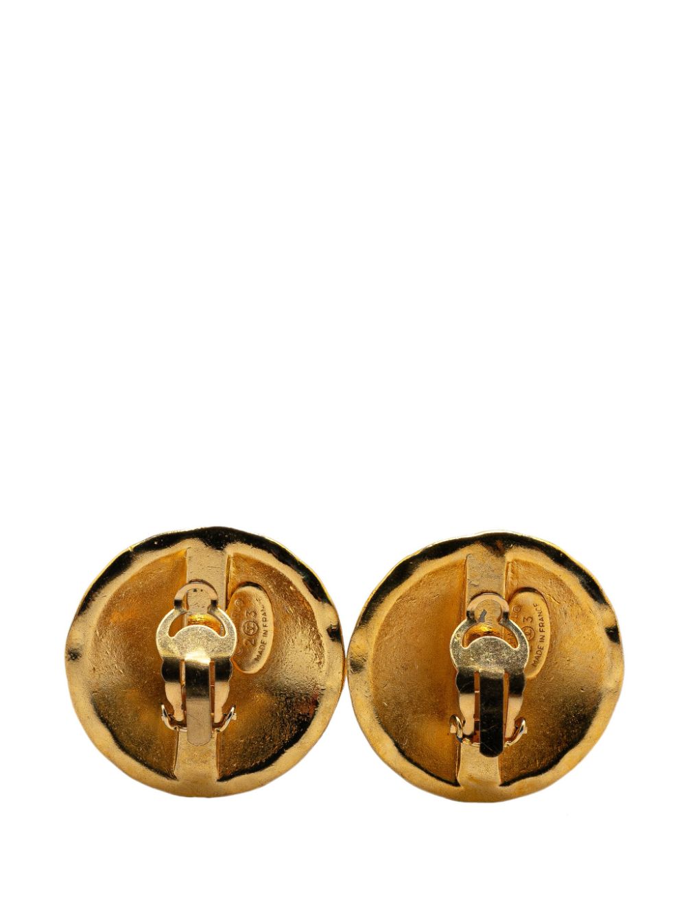 CHANEL Pre-Owned 1980-1990 Gold Plated CC Quilted Clip On costume earrings - Goud