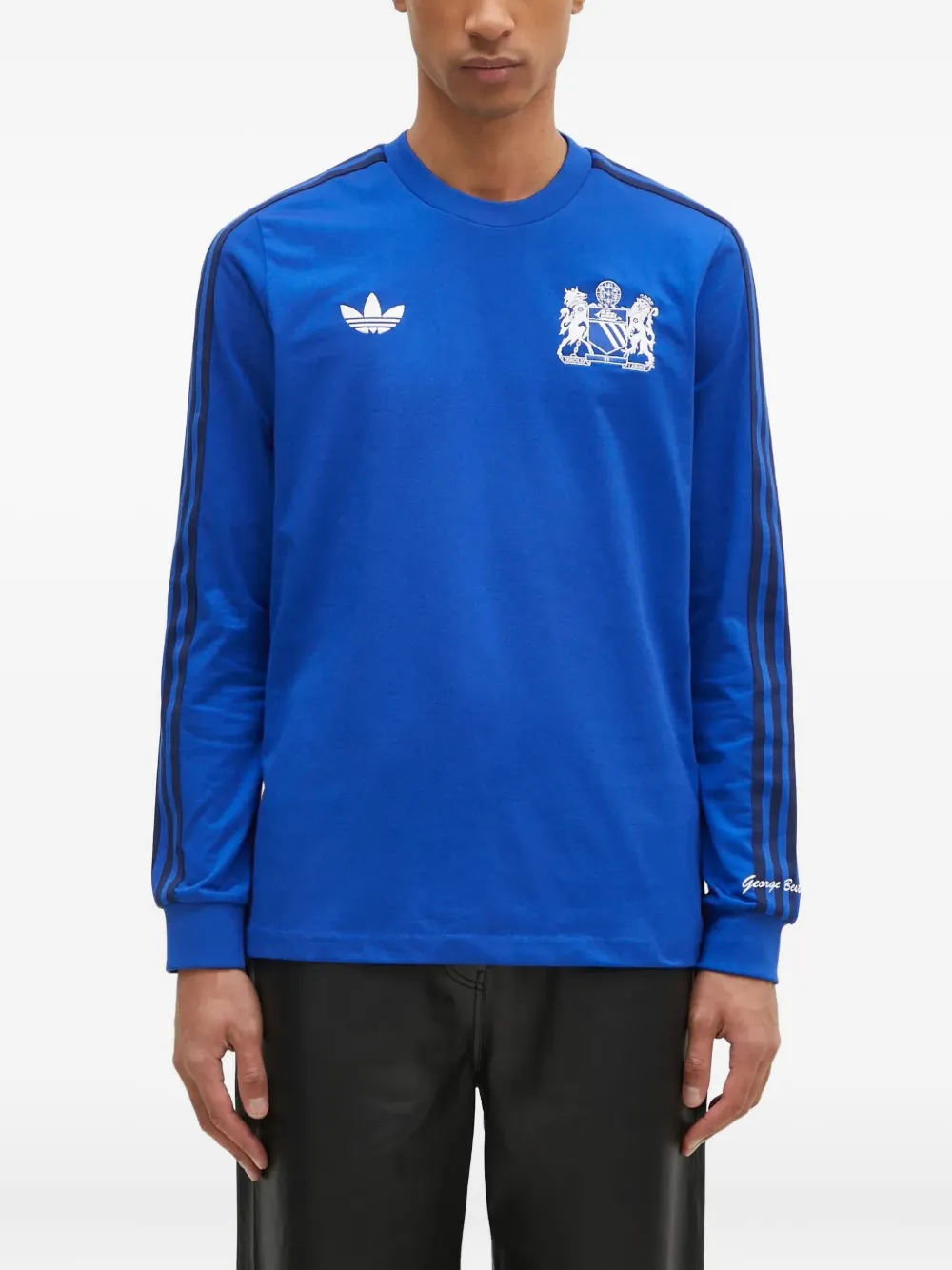 adidas three-stripe crest long-sleeve T-shirt - ブルー adidas three-stripe crest long-sleeve T-shirt - ブルー