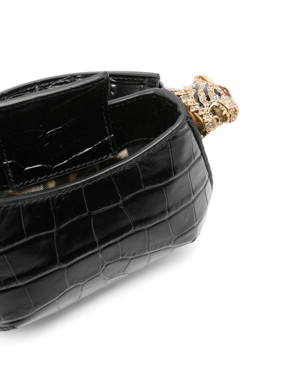 Roberto Cavalli croc-embossed mini bag Zwart