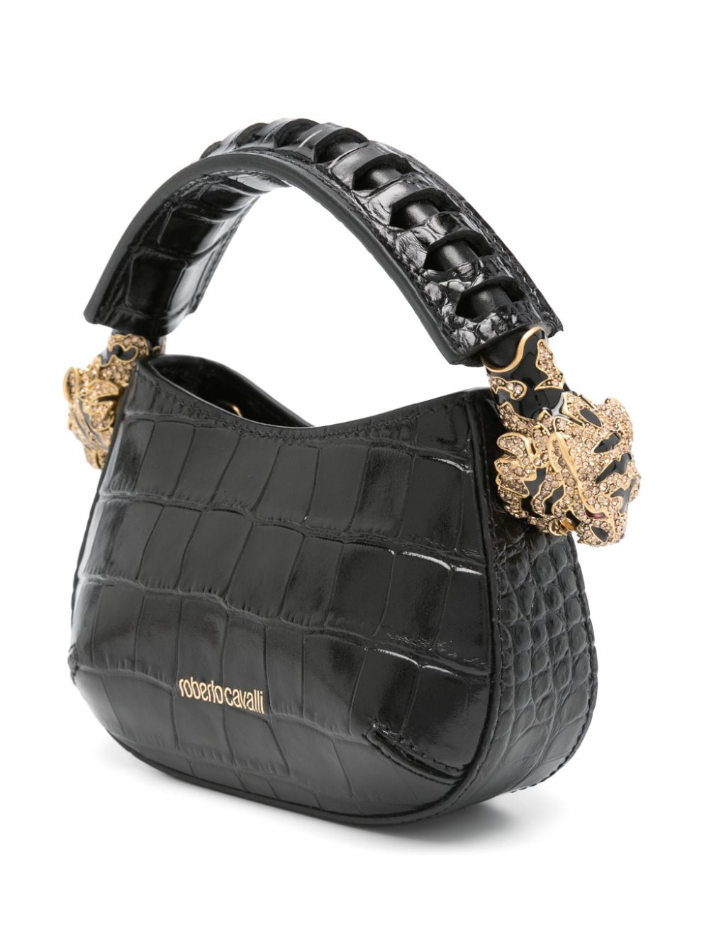 Roberto Cavalli croc-embossed mini bag Zwart