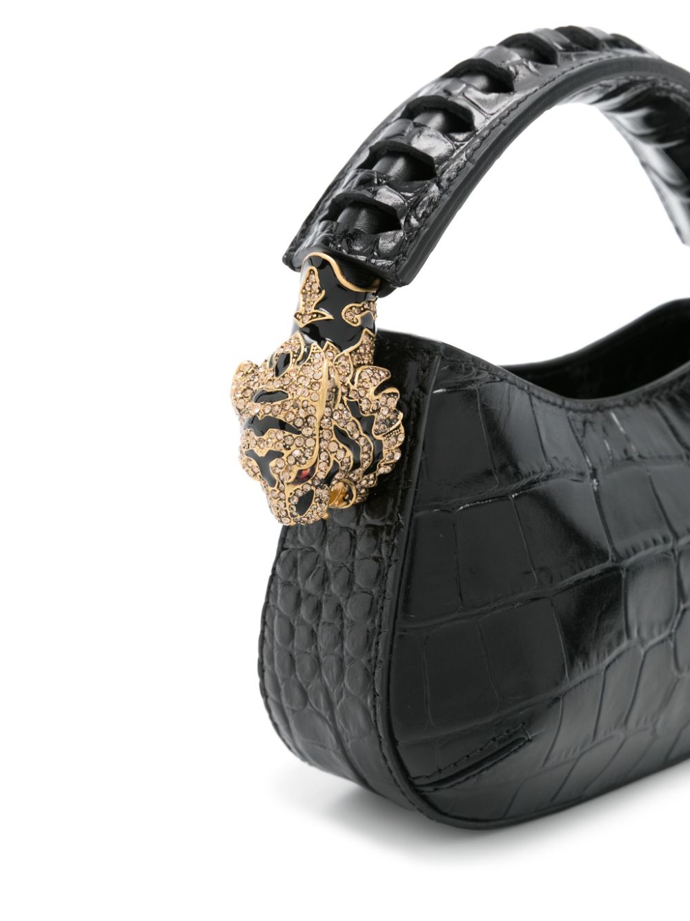 Roberto Cavalli croc-embossed mini bag Zwart