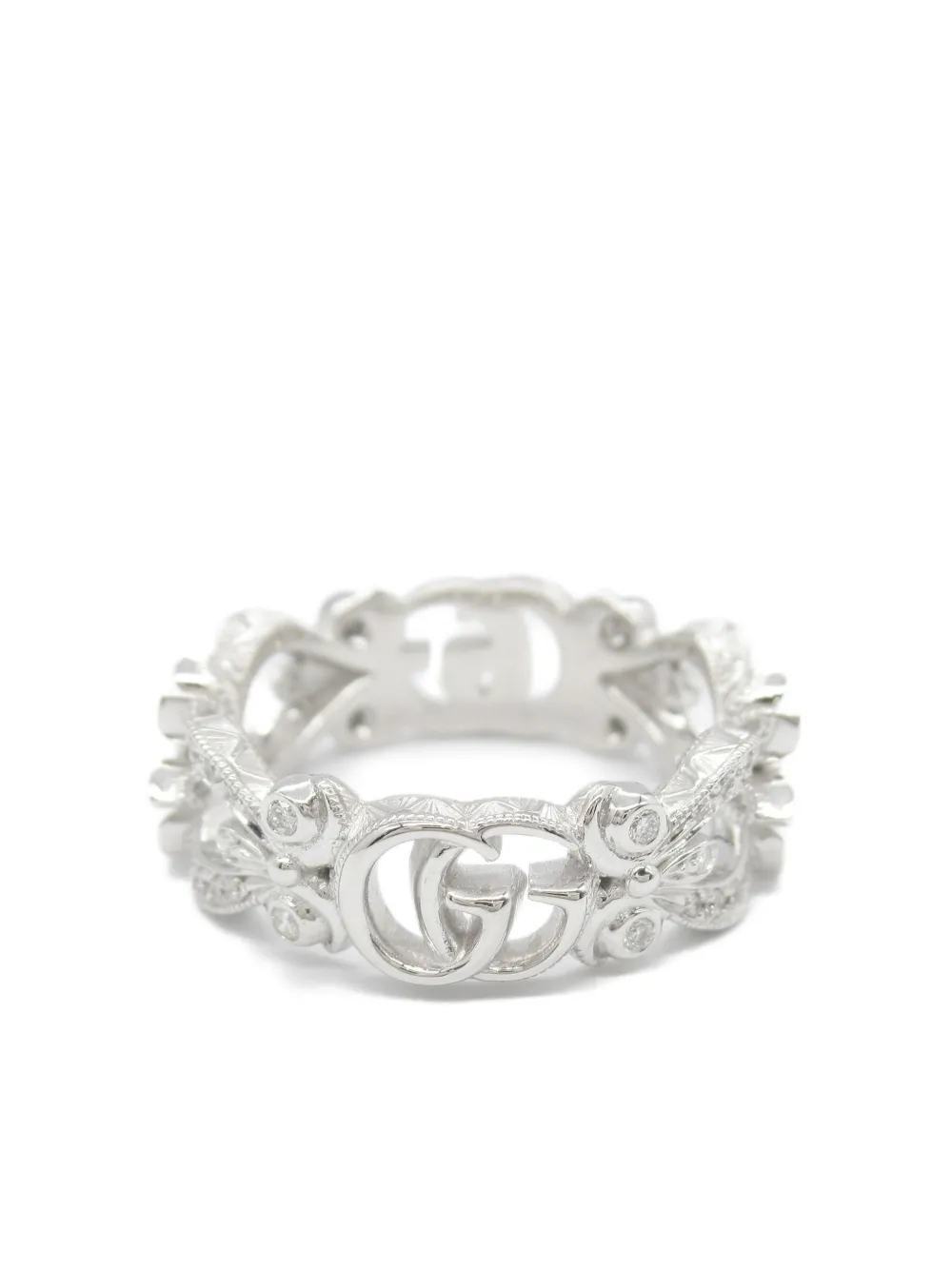 Gucci Pre-Owned 2010s 18K white gold Flora diamond ring | Image 2