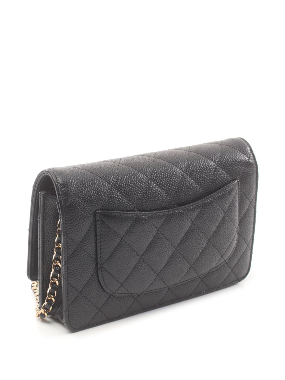 CHANEL Pre-Owned 2013-2014 diamond-quilted wallet-on-chain - Zwart