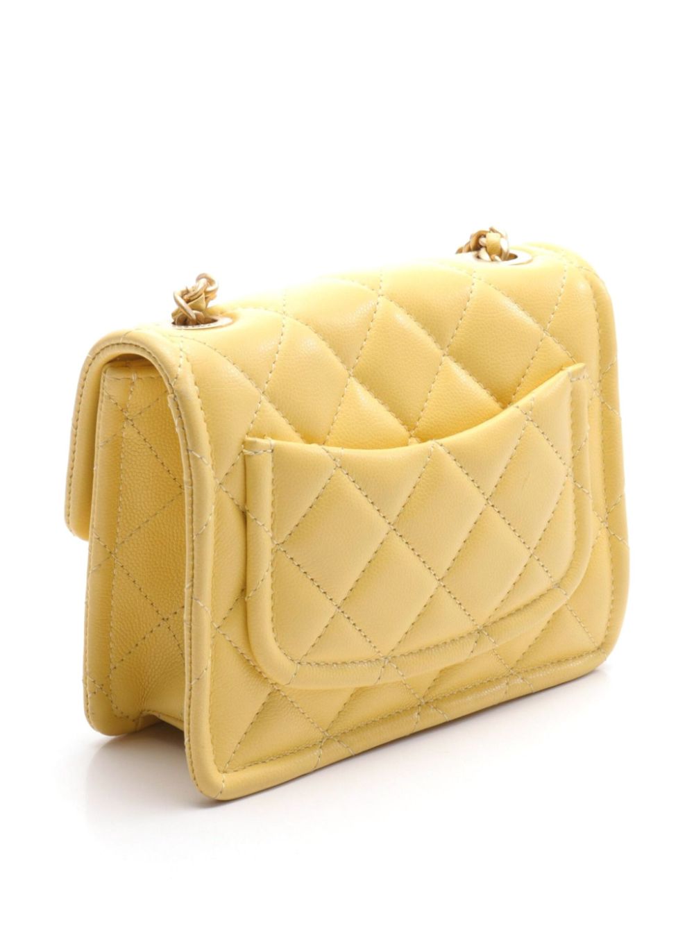 CHANEL Pre-Owned 2020-2021 diamond-quilted Flap shoulder bag - Geel