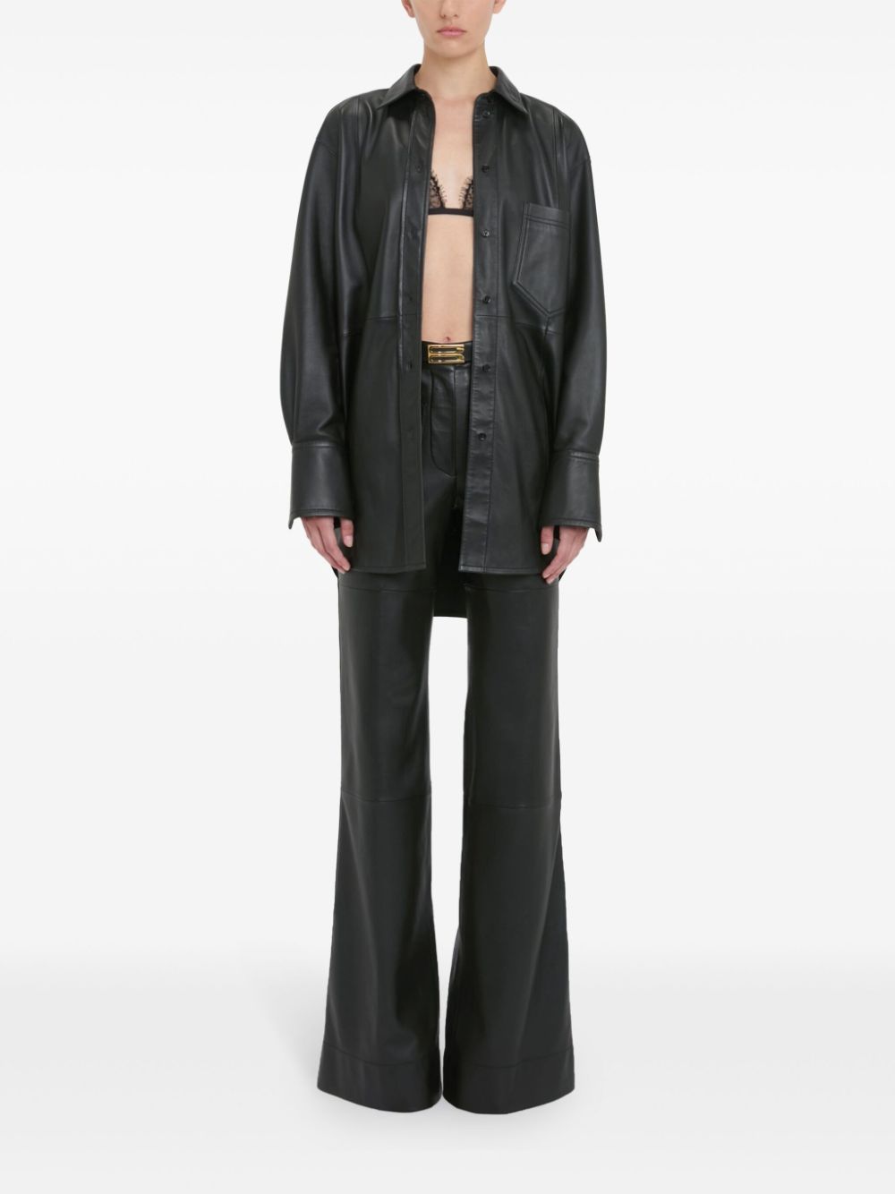 Victoria Beckham leather shirt - Zwart