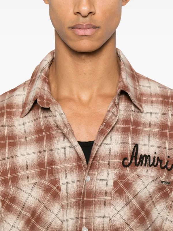AMIRI Shotgun Flannel Shirt | Brown | FARFETCH