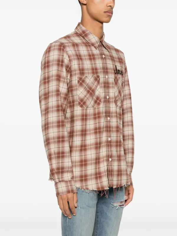 Tシャツ・カットソー AMIRI AMIRI SHOTGUN FLANNEL SHIRT (AMSTFL1009 CHOCOLATE) Amiri Shotgun Flannel Shirt in Chocolate | FWRD