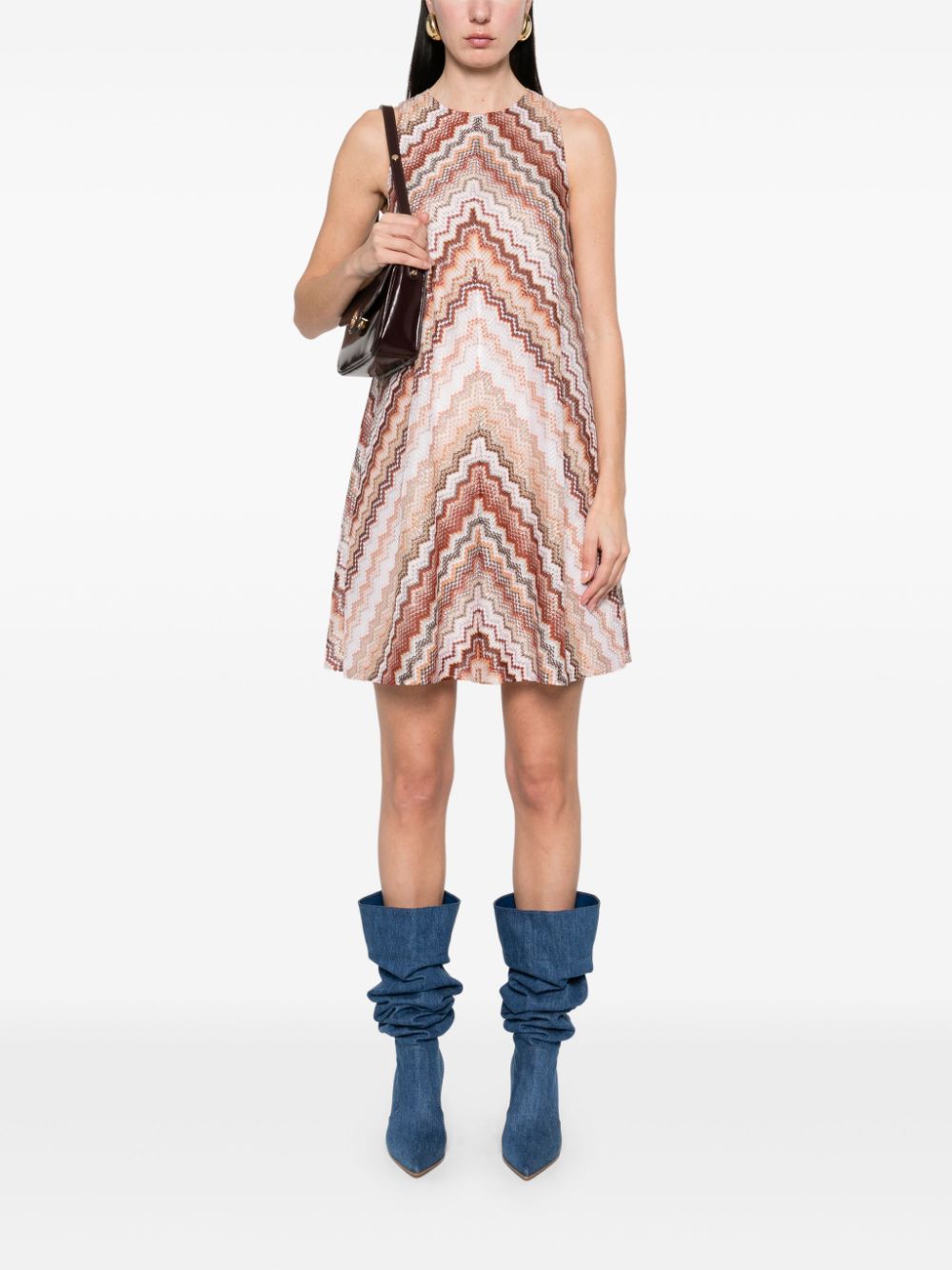 Missoni A-line zigzag patterned dress - Brown