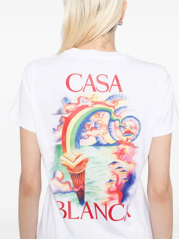 【関税込み】Casablanca ホワイト Nature Teacher Tシャツ Casablanca Nature Teacher Printed Cotton T-Shirt | Saks