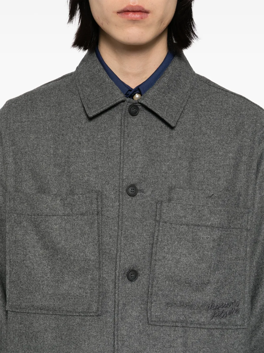 Maison Kitsuné Overhemd met opgestikte zakken Grijs