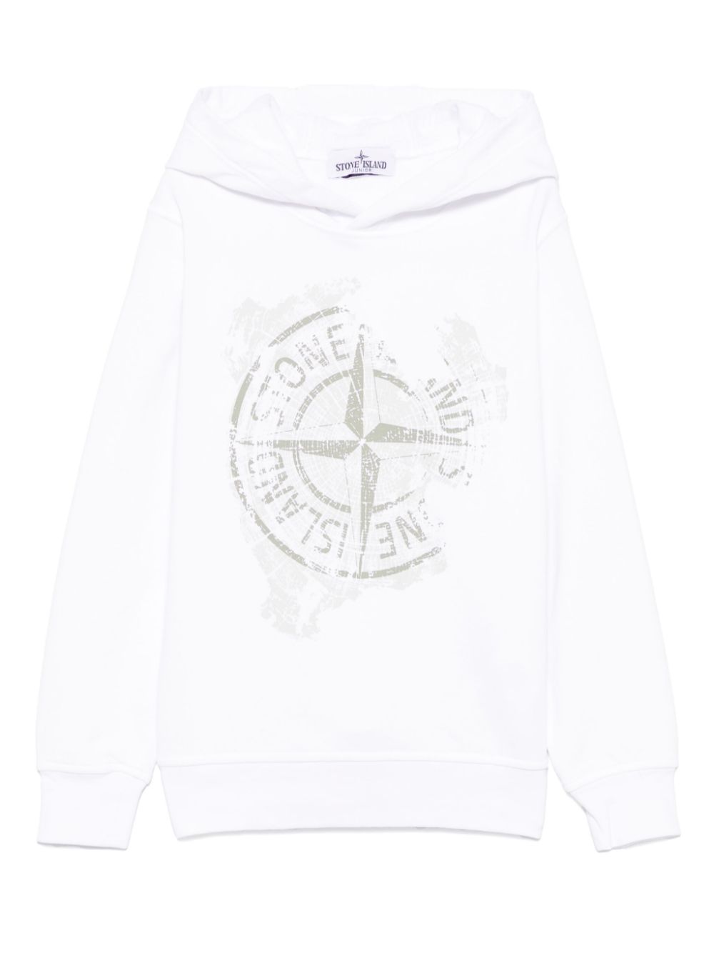 Stone Island Junior Compass-motif hoodie - White