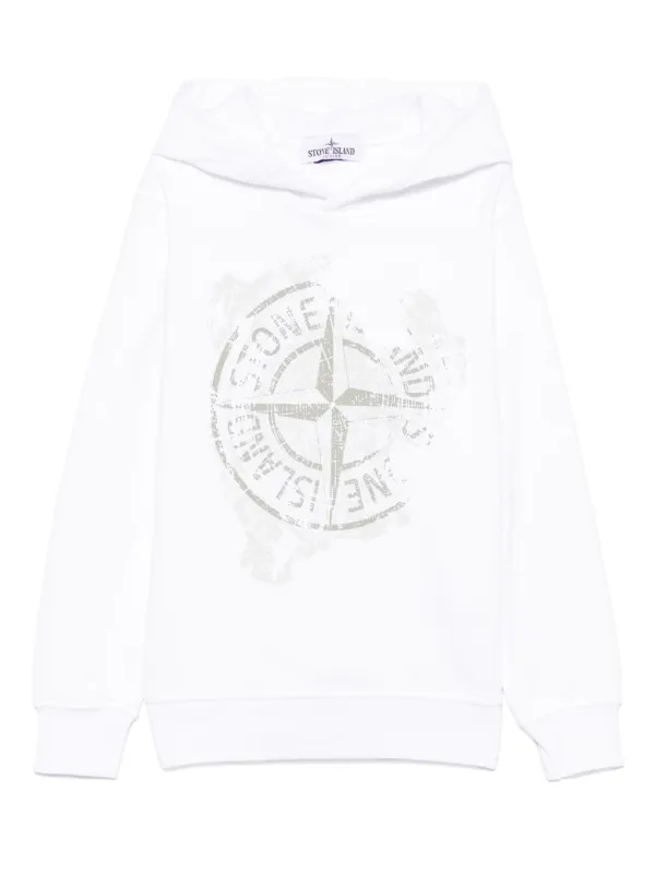 Stone Island Junior コンパスモチーフ パーカー | ホワイト
