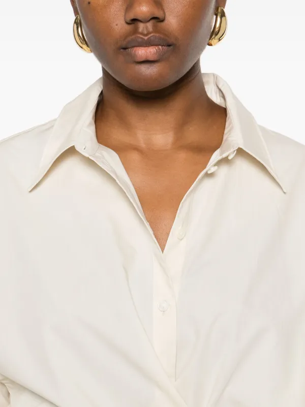 【LEMAIRE 】STRAIGHT COLLAR TWISTED SHIRT LEMAIRE straight-collar Twisted Shirt | Black | FARFETCH