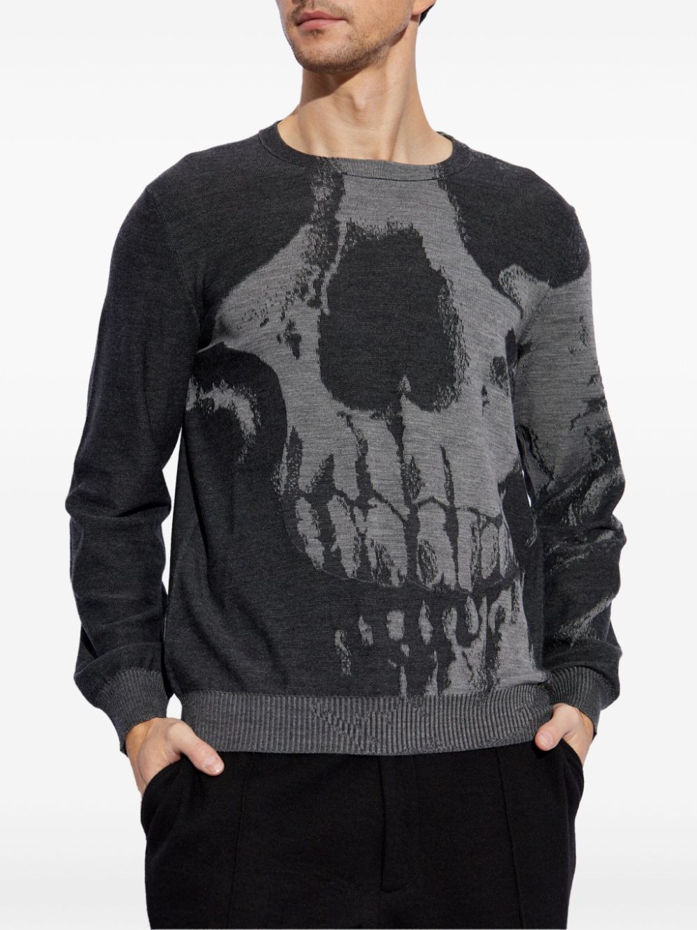 Alexander McQueen skull-intarsia sweater - Zwart