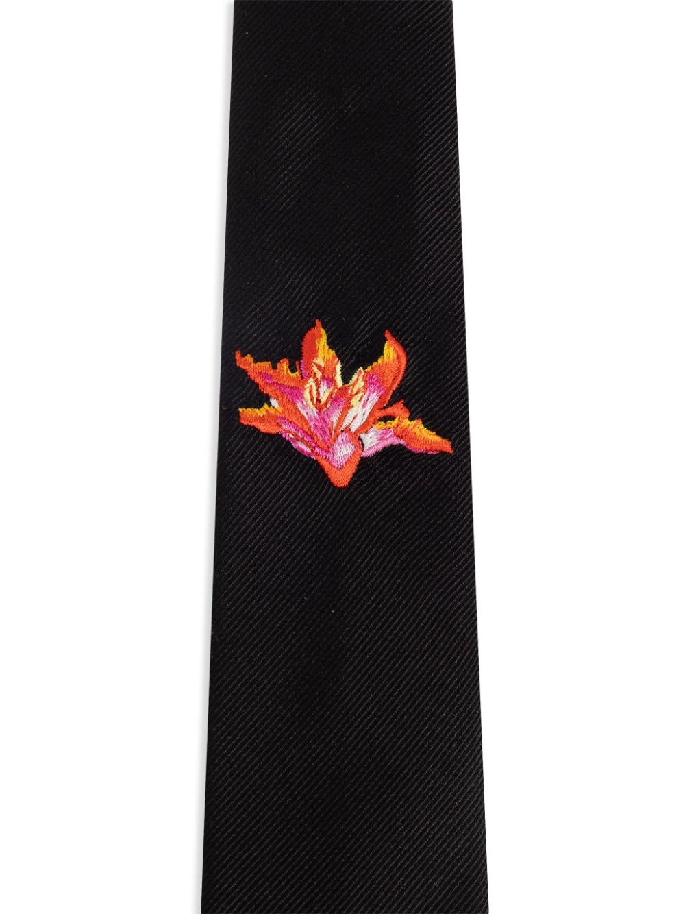 Alexander McQueen floral embroidered tie - Zwart