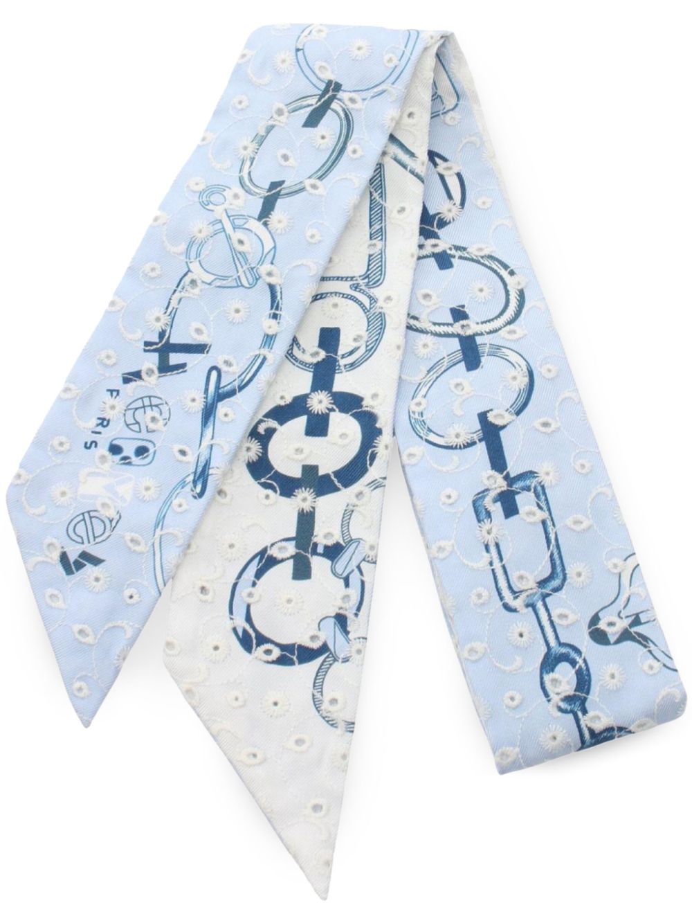 Hermès Pre-Owned unworn 2020s Twilly Do Re Boucles-print scarf - Blue