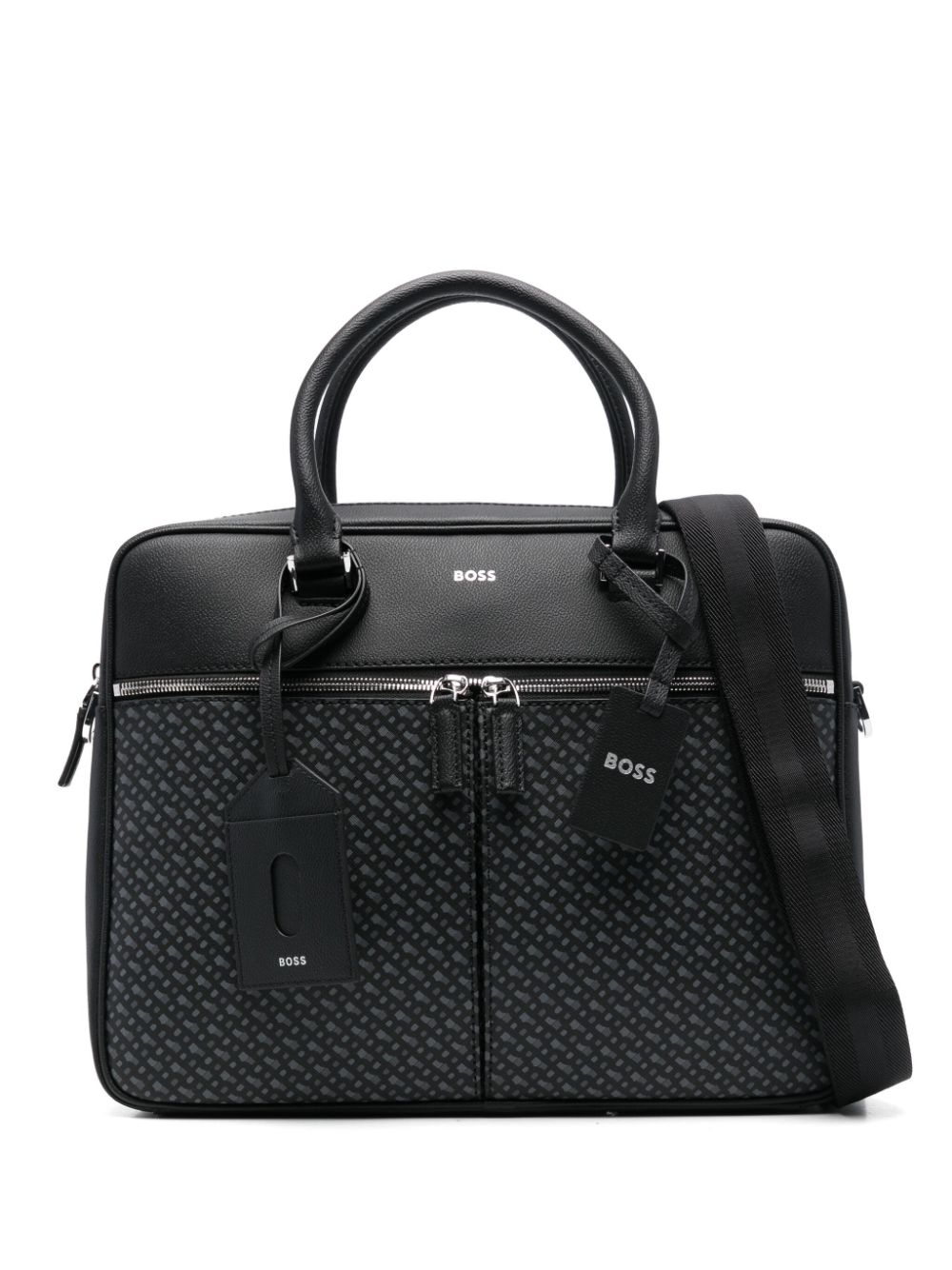 BOSS monogram-pattern laptop bag - Black