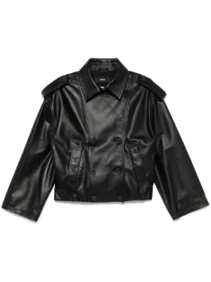 レザージャケット・コート ARMA RIMA DOUBLE-BREASTED LEATHER JACKET ARMA 'rima' Black Double Breasted Jacket In Leather Woman