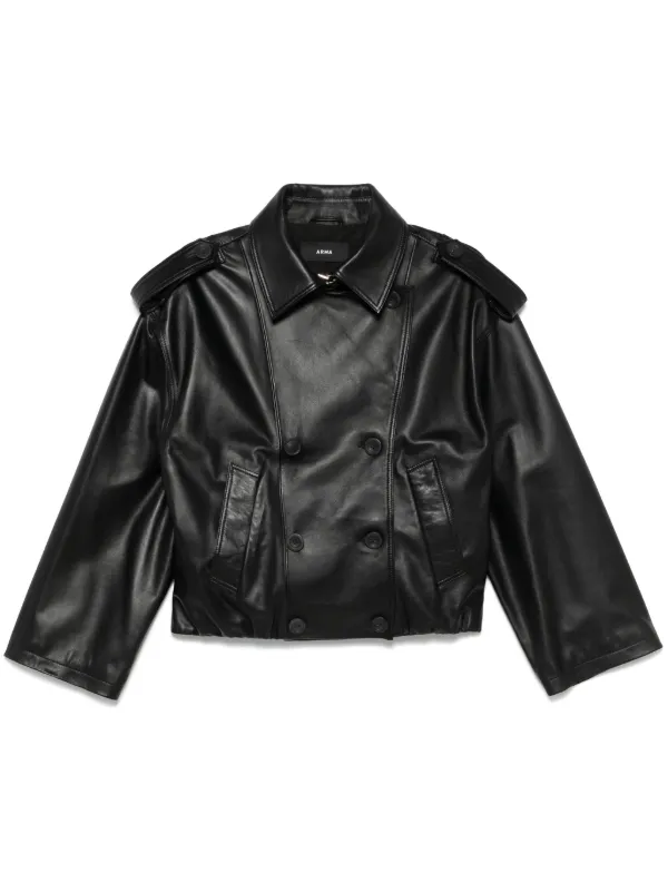 レザージャケット・コート ARMA RIMA DOUBLE-BREASTED LEATHER JACKET Arma 'Rima' Bordeaux Double Breasted Jacket In Leather Woman