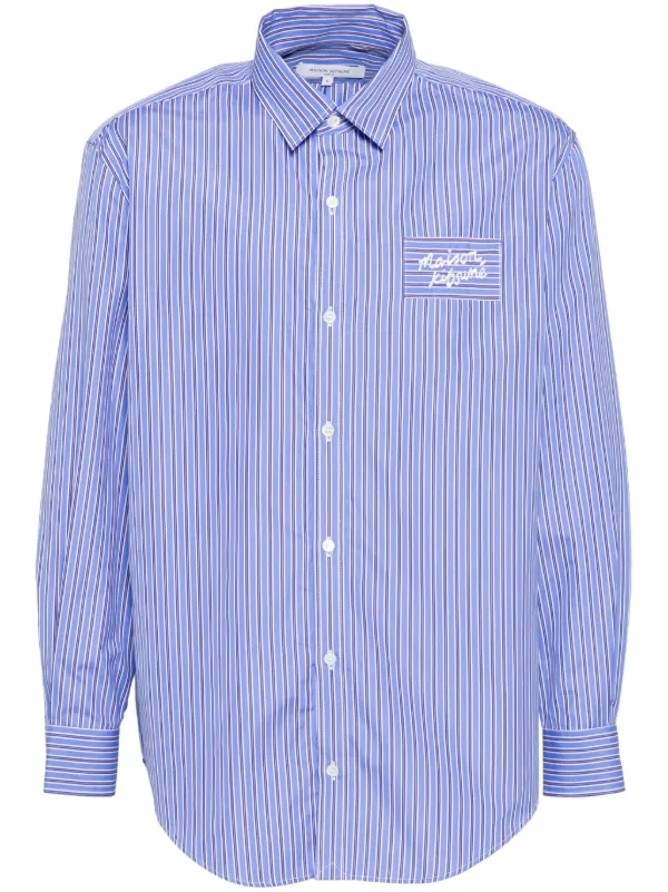 【希少】メゾンキツネ　ストライプ柄長袖シャツ 出品4/21まで Maison Kitsuné ストライプ シャツ | ブルー | FARFETCH JP