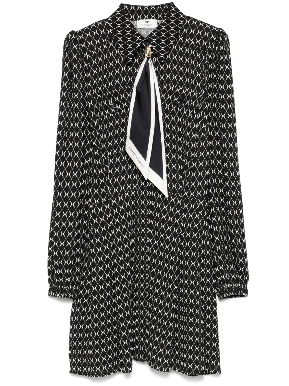 Elisabetta Franchi Georgette mini-jurk met diamantprint Zwart