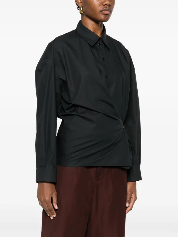 Lemaire｜ (STRAIGHT COLLAR TWISTED SHIRT (SH1141 LF1308 Black Straight Collar Twisted Shirt | LEMAIRE