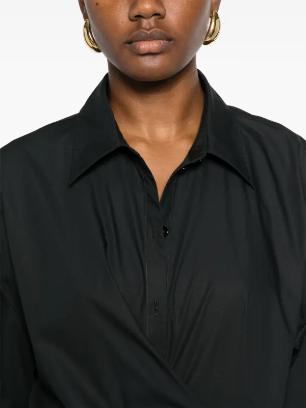 LEMAIRE straight-collar Twisted Shirt | Black | FARFETCH