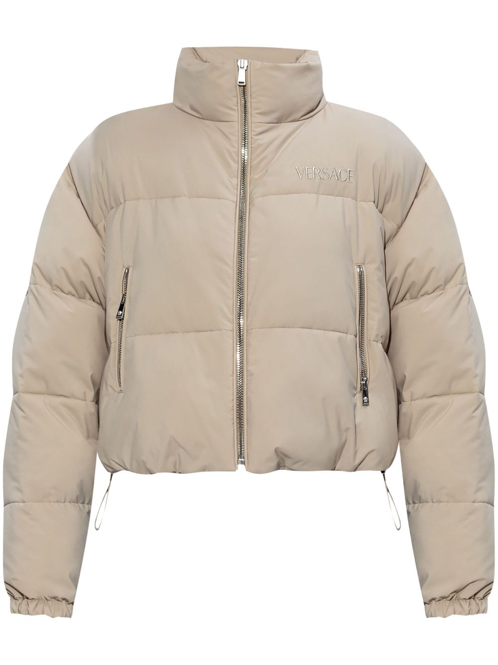 Versace logo-embroidered jacket Beige