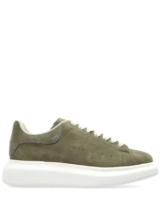 Alexander McQueen スニーカー オリーブ カーキ Alexander McQueen Men's Suede Wedge Sole Sneakers in Military