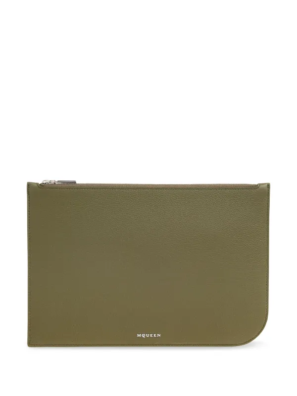 Alexander McQueen Leather Clutch Bag Green FARFETCH JO