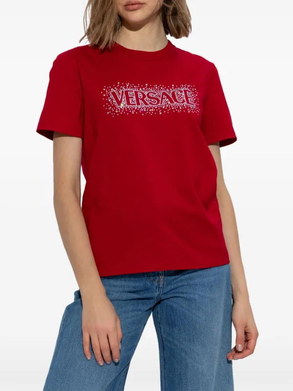 Tシャツ・カットソー Versace 'Strawberry' T-shirt Black Strawberry Garden Safety Pin Crop T-shirt by Versace