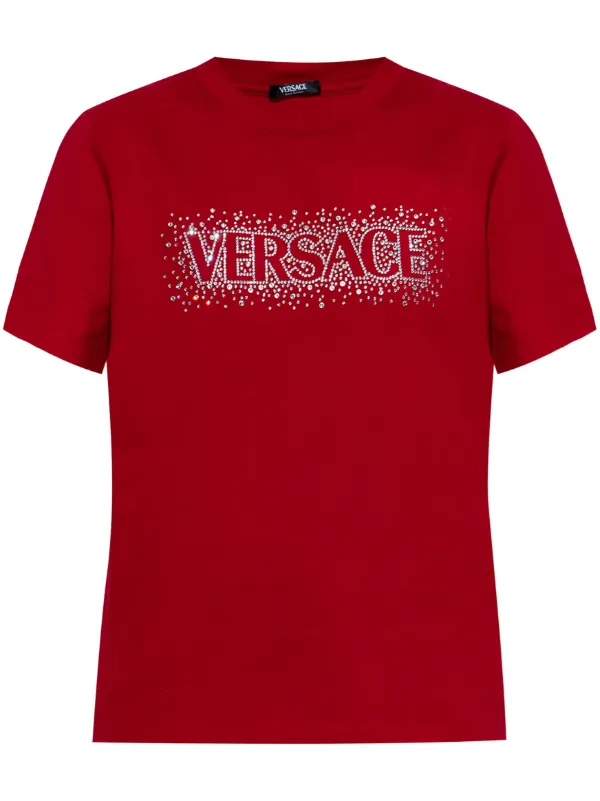 Tシャツ・カットソー VERSACE JEANS SS24 PRINTED SHIRT (76GAL2R0_NS407899) Black T-shirt with contrasting logo print brand VERSACE