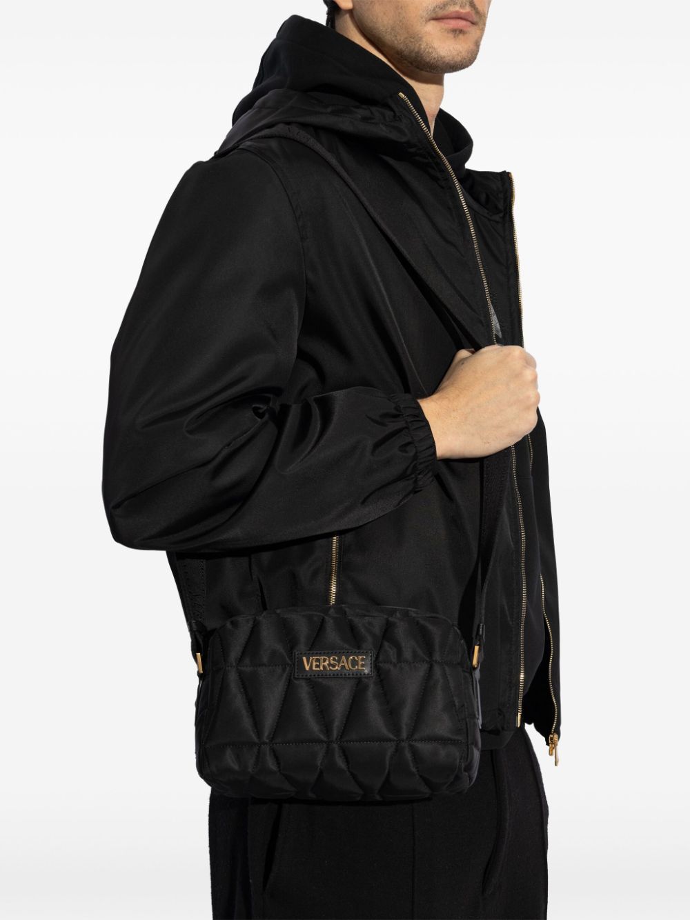 Versace logo-appliqué shoulder bag - Zwart