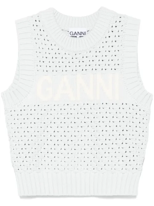 Débardeur à logo en intarsia - GANNI - Modalova