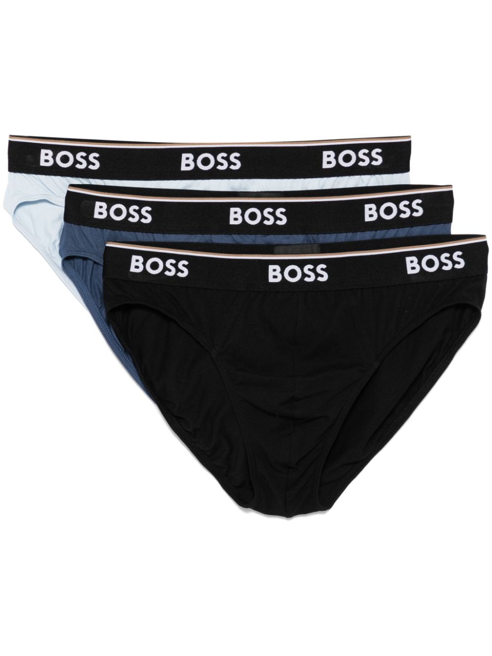 BOSS logo-waistband briefs (pack of three) – Black