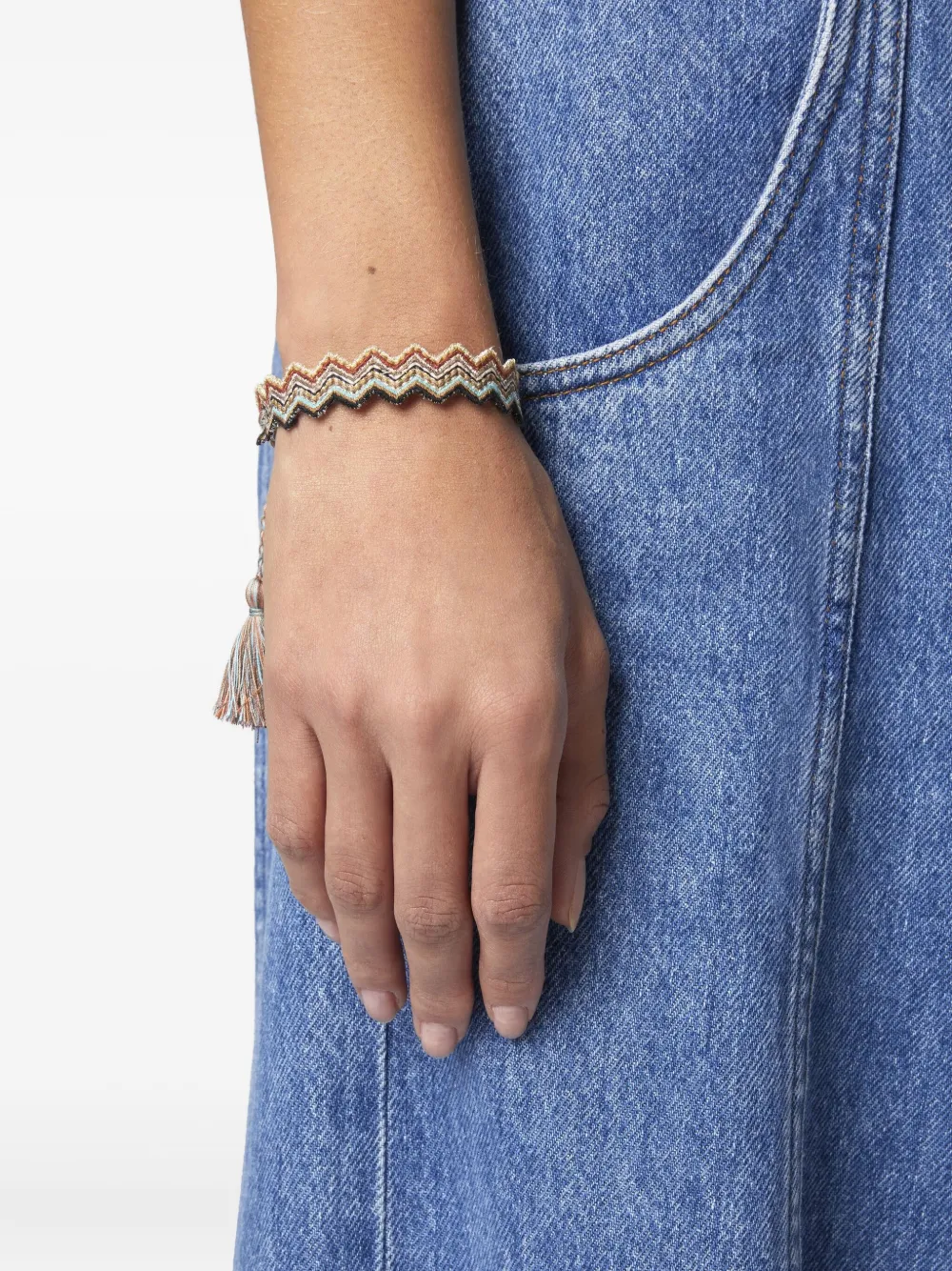 Missoni Home Holiday armband met kwastje en zigzag-patroon - Beige