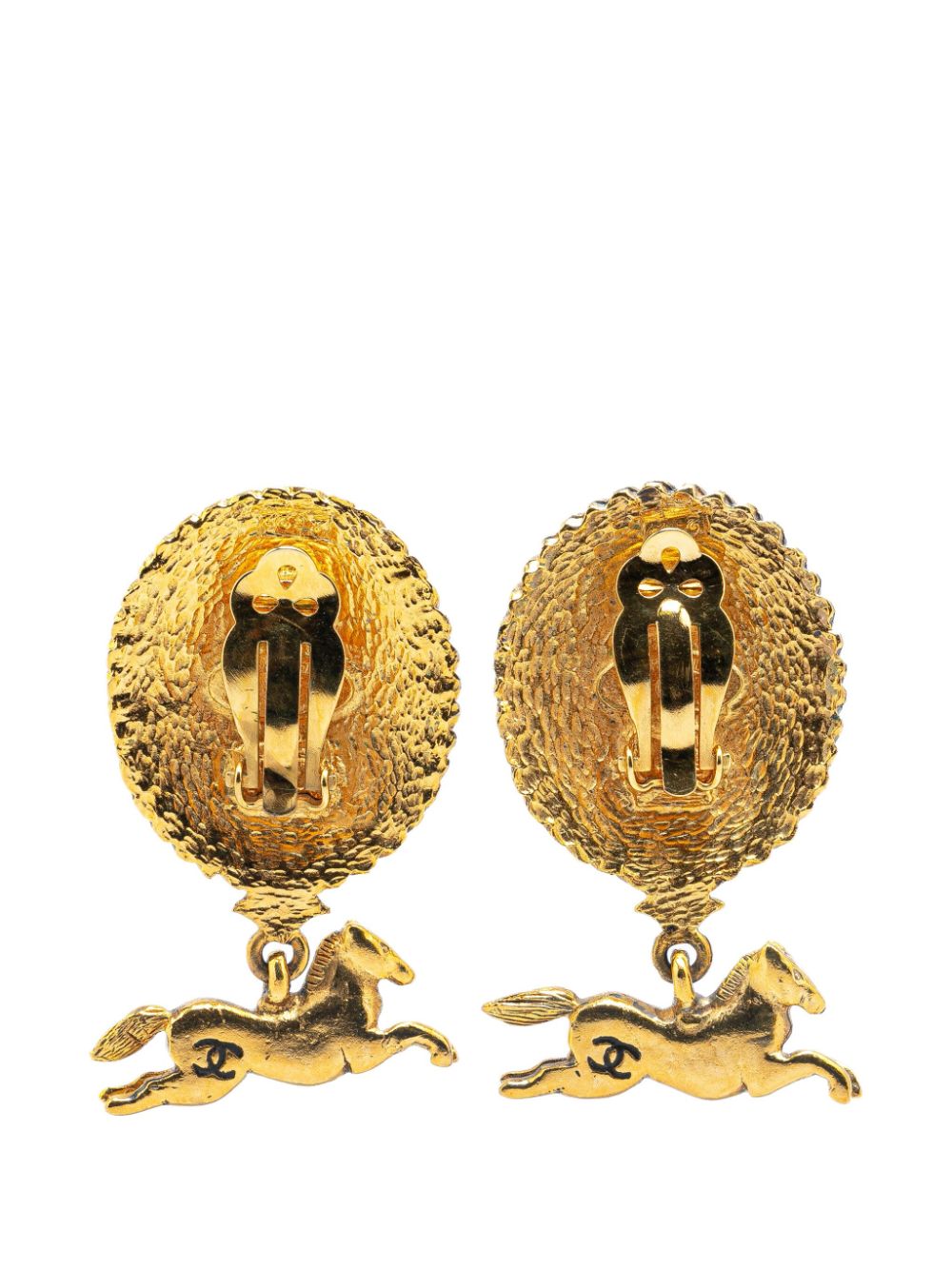 CHANEL Pre-Owned 20th Century Gold Plated Horse Swing Clip On costume earrings - Goud