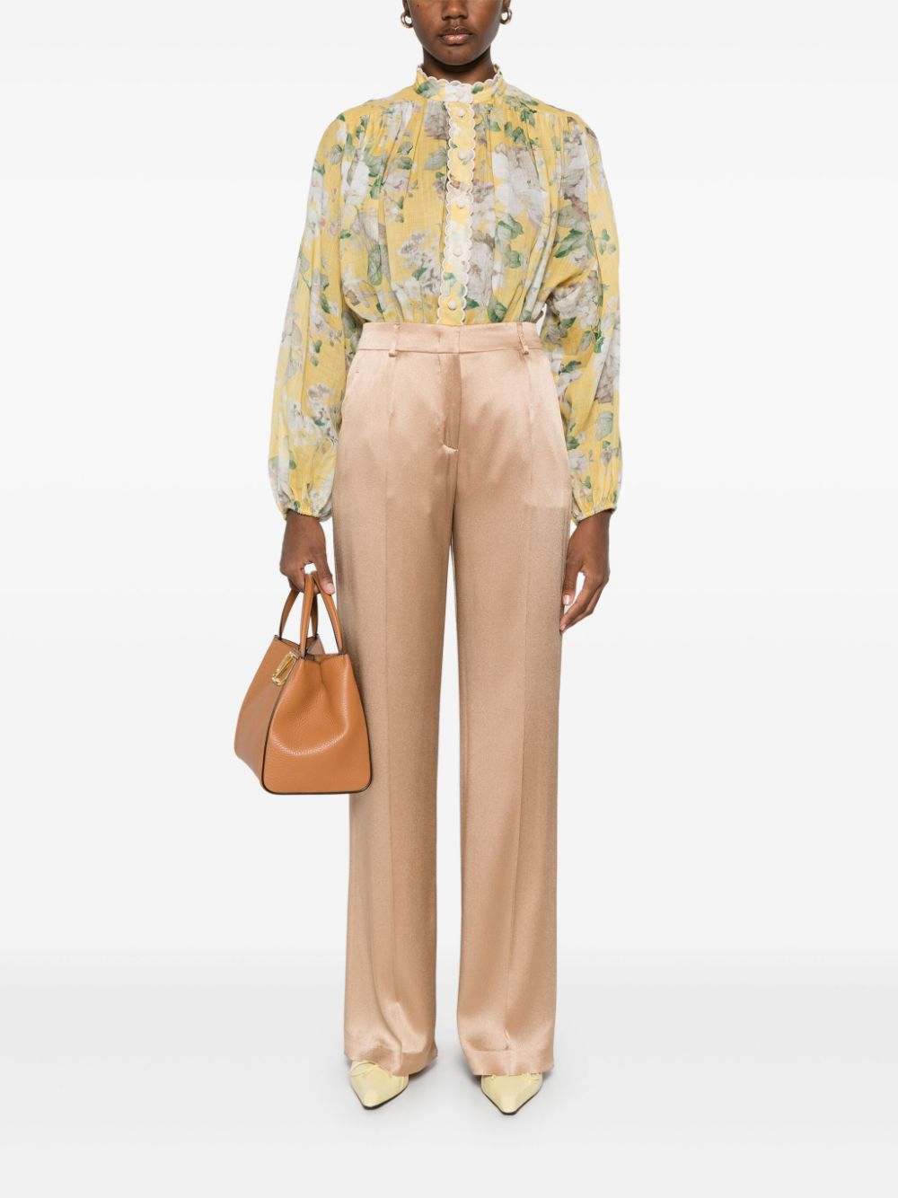 Alberta Ferretti Satijnen broek - Beige