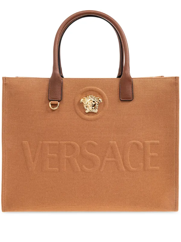 【関税込み】versace La Medusa' shopping bag La Medusa Denim Large Tote Bag Blue | VERSACE US