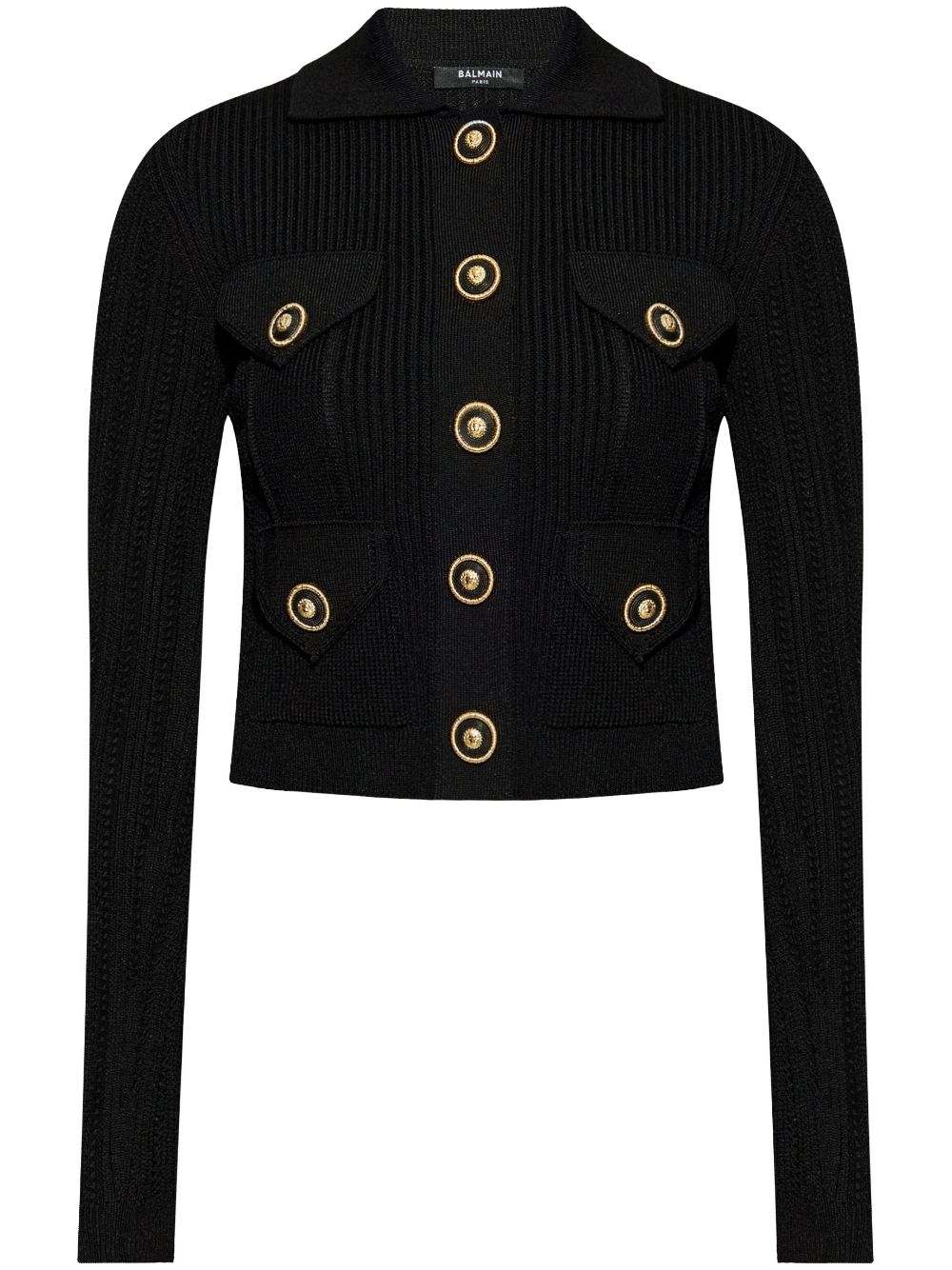 Balmain Vest met opengewerkte details en geribbelde gebreide Zwart