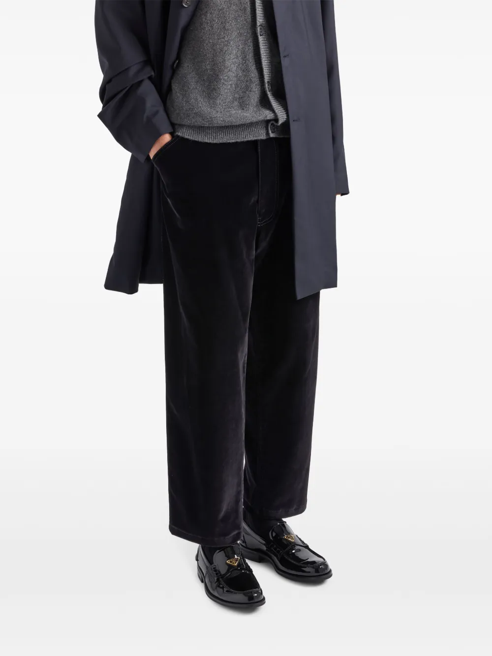 Prada Broek met fluwelen afwerking Zwart