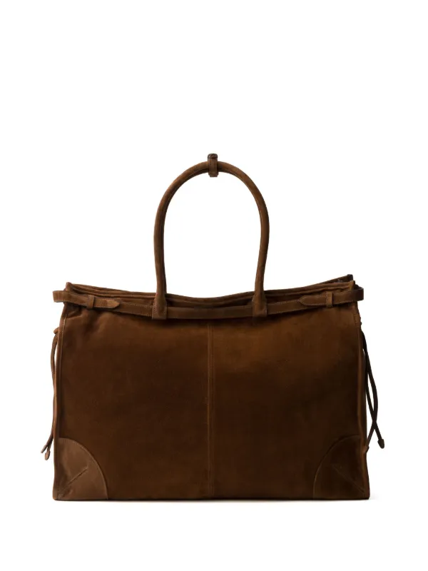 Prada Suede Tote Bag Brown FARFETCH