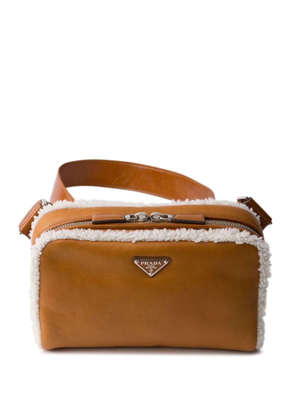 shearling-trim shoulder bag