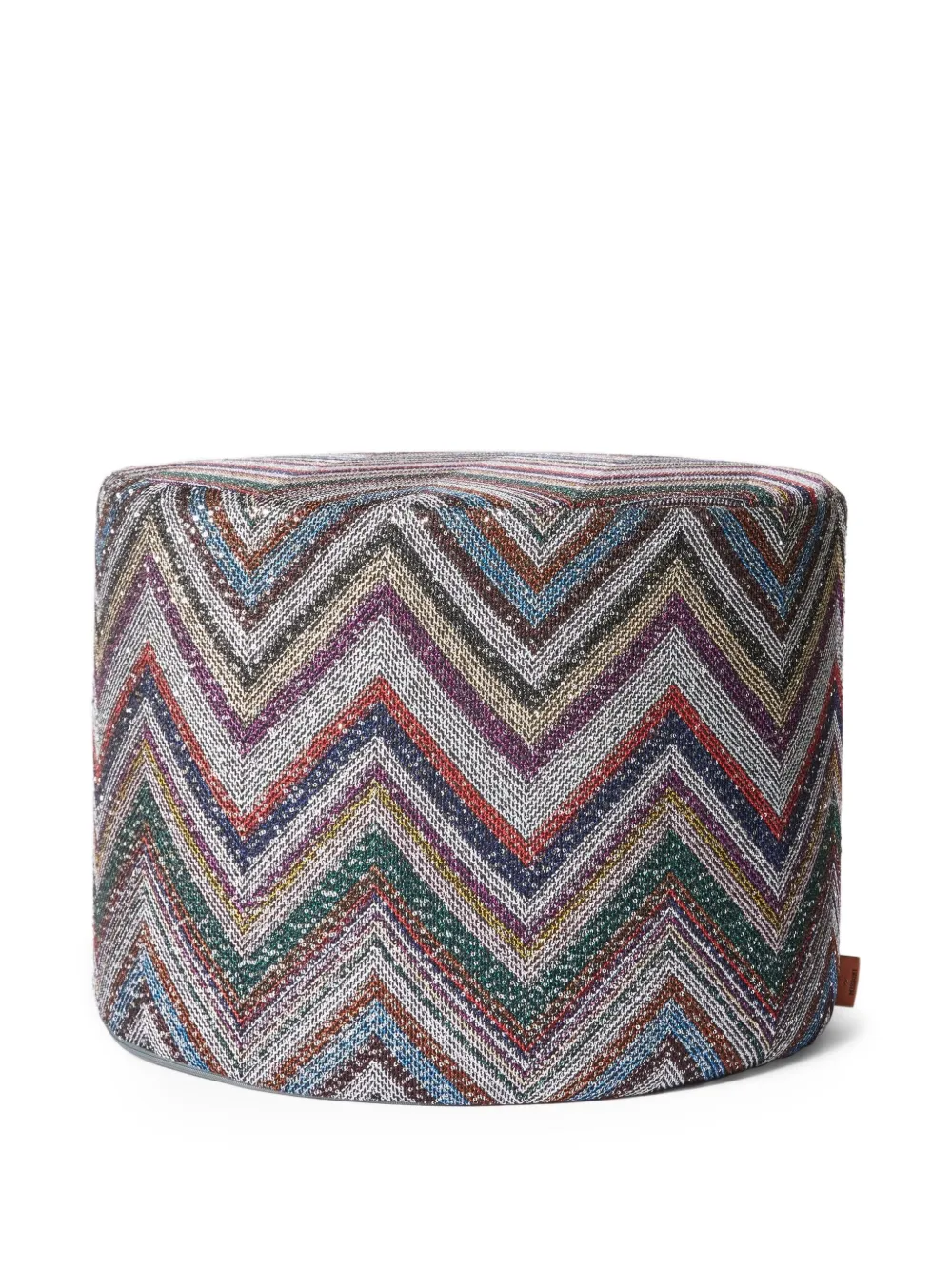 Missoni Home Holiday zig-zag glitter cylinder pouf | White | Image 1
