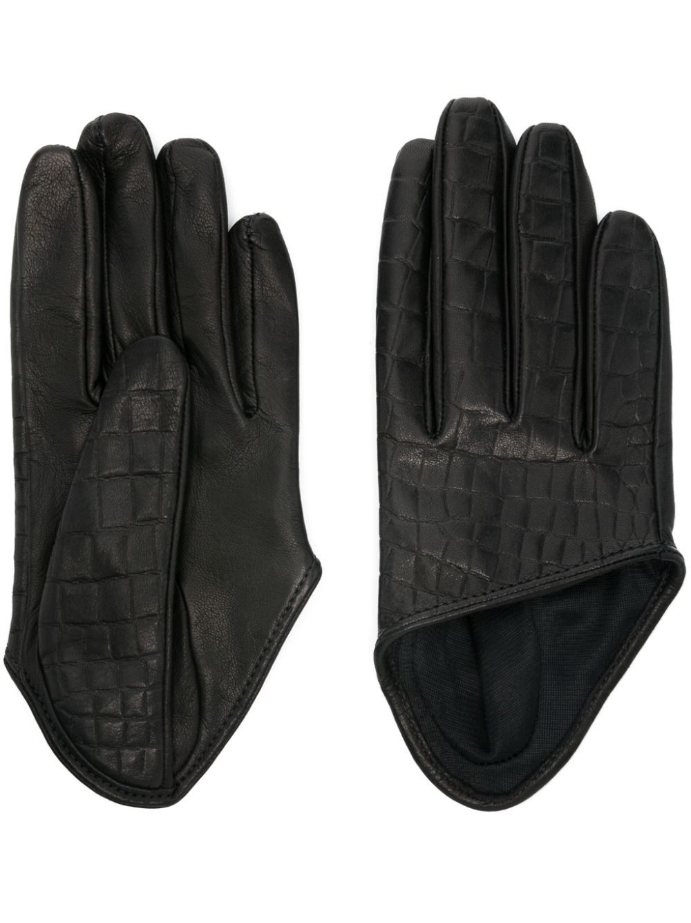 croc-effect short gloves