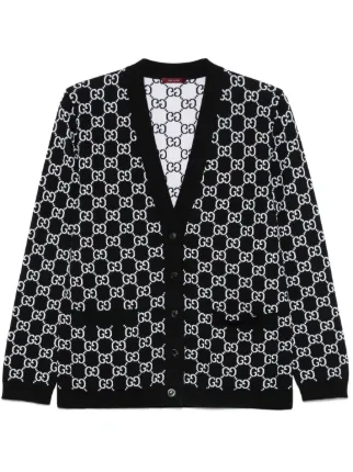 GUCCI ブラックカーディガン Gucci GGジャカード リバーシブル カーディガン | ブラック | FARFETCH JP