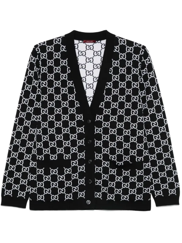 Gucci GGジャカード リバーシブル カーディガン | ブラック