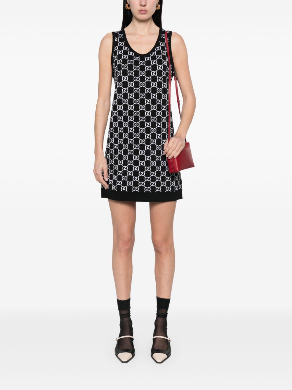 Gucci Mini-jurk met GG-jacquard - Zwart